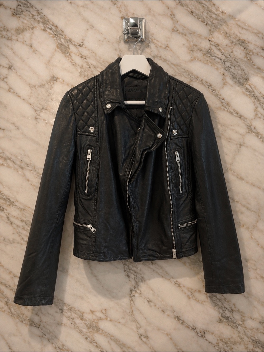 ALL SAINTS Catch Black Leather Moto Jacket - Women's